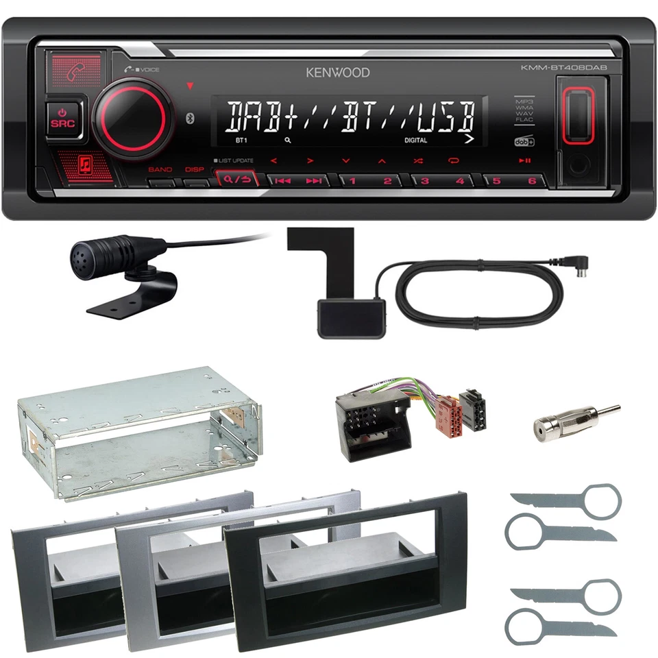 Kenwood KMM-BT408DAB Bluetooth DAB Einbauset für Ford Focus C-Max Fiesta Transit - Bild 1 von 1