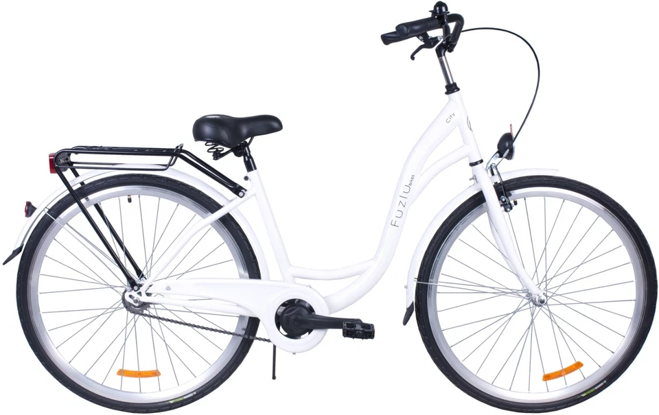 Fahrrad Damen 28 Zoll Damenrad mit Korb LED Licht Retro Weiß Citybike Metallkorb - Bild 1 von 1