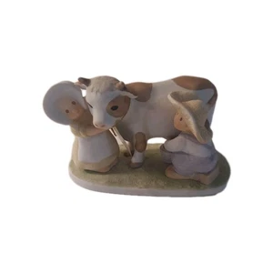 Circle Of Friends By Masterpiece Figurine Milking Time - Kids Milking Cow - Picture 1 of 6