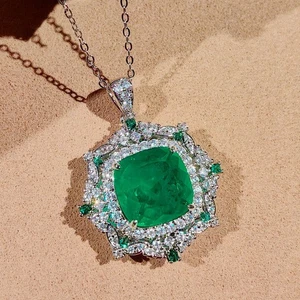 Nuevo Collar Colgante Clásico Neón Verde Citrino Piedras Preciosas Madre Joyería Plata - Imagen 1 de 6