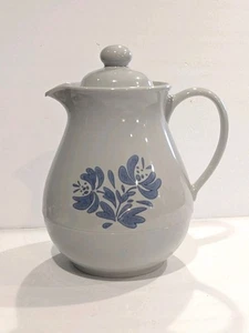 Vintage Pfaltzgraff Yorktowne Thermos Vacuum Carafe Coffee Tea Pot Blue Floral - Picture 1 of 14