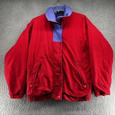 Vintage Patagonia Jacket Womens 10 Red Purple Insulated Nylon Full Zip Snap 90s - Image 1 of 4