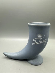 Taza de cuerno para beber cerveza Tuborg vintage cerámica azul cervecería publicidad danesa - Imagen 1 de 8