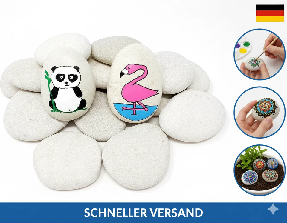 VELLES Groß Steine Zum Bemalen & Garten Kieselsteine Weiße Kies Dekosteine Natur - Bild 1 von 1