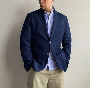 Hugo BOSS Mens C-Hanry Seersucker Blazer Jacket Blue Size 54(fits XL) rrp389£ - Picture 1 of 16