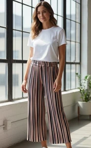 Neu mit Etikett Oscar S Damen-Palazzohose mehrfarbig gestreift kurz geschnitten Pull-On – Größe Small - Bild 1 von 5