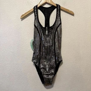 Traje de baño Speedo vintage plateado metálico para mujer 10 nuevo stock muerto brillante - Imagen 1 de 13