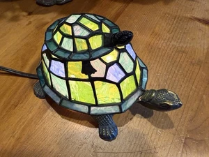 Vintage Tiffany-Style Stained Glass Double Turtle Accent Lamp Plug-in Light - Picture 1 of 10
