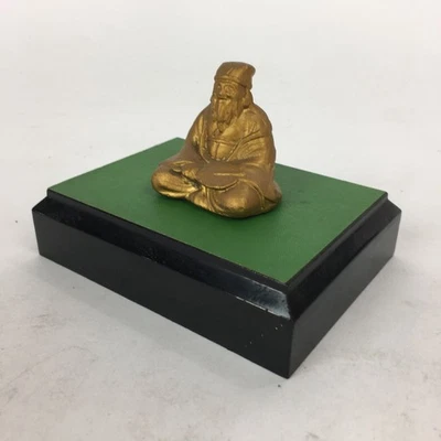 Estatua japonesa de latón 7 dioses de la suerte Jurojin de colección estatuilla dorada Okimono BD716 Foto 1 de 4