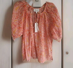 Camicia blusa boho Cleobella Layla cotone biologico fiori d'arancio taglia XL nuova con etichette - Foto 1 di 6