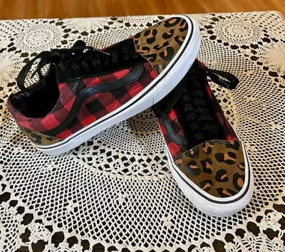 VANS Old Skool Tenis Zapatos Búfalo Cuadros Estampado Leopardo Talla M 7.5 W 9 Foto 1 de 4