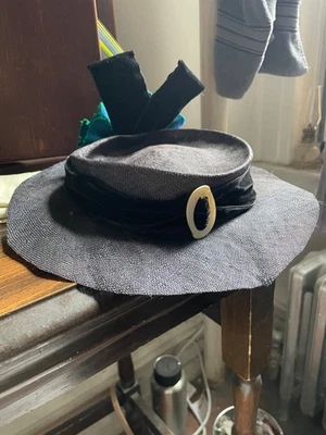 Handmade Victorian 1890s style straw hat reproduction  - Image 1 of 4