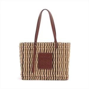 Loewe square basket Small Raffia x leather Tote bag Brown - Picture 1 of 10