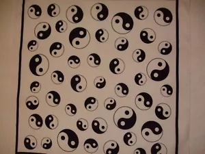 New YING YANG TAI CHI White Bandana /Du-Rag /Neck Scarf - Picture 1 of 1