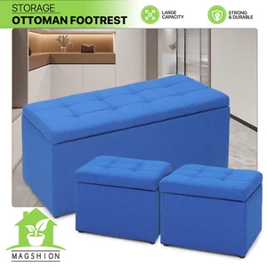 Reposapiés banco otomano de almacenamiento rectangular con cubo otomano conjunto de 3 - Imagen 1 de 19