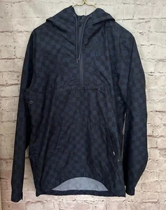 VANS X Independent Anorak Windbreaker Pullover Hooded Mens M Checker Blue Black - Picture 1 of 4