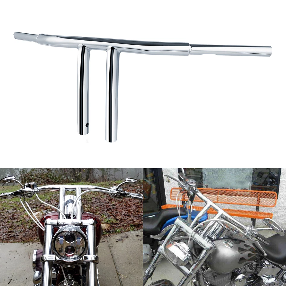 Manillar Fat 10" Rise 1-1/4" T-Bar apto para Harley Dyna Low Rider Softail Fatboy Foto 1 de 4