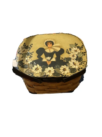 Vintage Hand Made Basket With Lid And Utensil Holder Cover