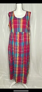 Day In Day Out Maxi Dress Country Plaid Cottage Core Vintage Women's Sz L NWT - Picture 1 of 5