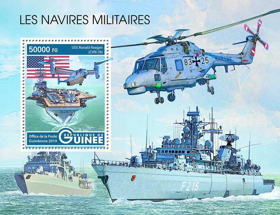 Estampillas de barcos militares MNH 2019 Guinea S/S Foto 1 de 1