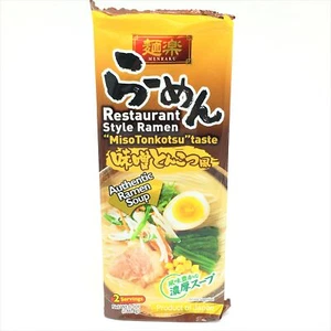Menraku Japanese Restaurant Style Ramen -Miso Tonkotsu Taste 2 Servings 6.5oz - Picture 1 of 3