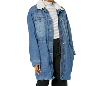 Steve Madden Chaqueta Larga Denim Walker Carga Denim Azul Sherpa Forrada Talla M $110 - Imagen 1 de 6