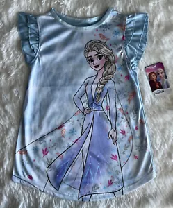 Disney Frozen Toddler Girls Nightgown Sz 3T Pajamas Elsa Short Sleeve Blue - Picture 1 of 9