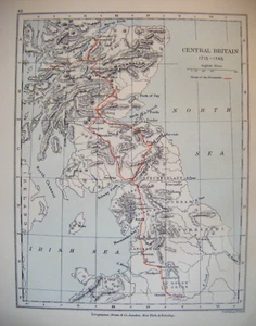 Mapa antiguo original de Gran Bretaña Central de 1899 de 1715 a 1745 - Imagen 1 de 3