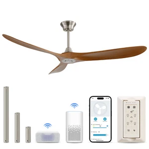 60IN Smart Nickel/Gold Ceiling Fans No Light w/ 6 Speed Remote/APP/Voice Control - Picture 1 of 23