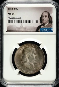 1953 Silver Franklin Half Dollar NGC MS64 888-012 - Picture 1 of 2