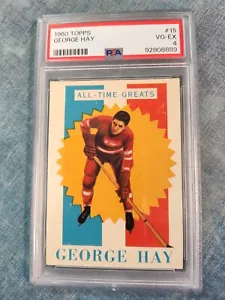 1960 Topps Hockey George Hay #15 PSA Graded Card All Time Greats HOF Red Wings - Picture 1 of 2