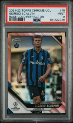 2021 Topps Chrome UCL Giorgio Scalvini Rose Gold Ref. #'d/125 ROOKIE RC PSA 9 M - Image 1 of 2