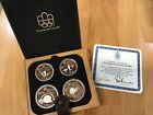 1976 Canada Montreal Olympics Series 4 Silver Proof Set 4 Coins with Case E9304