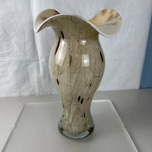 "Vaso in vetro Jozefina Krosno Polonia fatto a mano toni della terra marmo arte scultura 14" - Foto 1 di 8