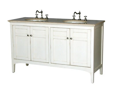 Tocador de baño doble lavabo estilo contemporáneo de 60 pulgadas modelo 2412-261 BE Foto 1 de 3