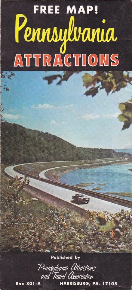 Mapa de atracciones de Pensilvania de 1960 y folleto informativo Foto 1 de 1