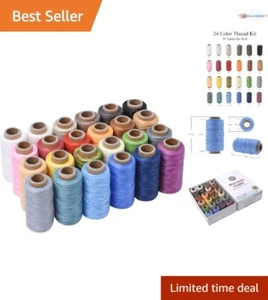 Flat Waxed Polyester Thread 1mm 55 Yards 24 Colors Durable for Leather Sewing - Picture 1 of 9
