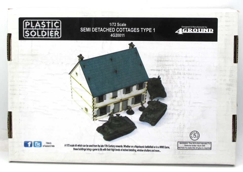 4Ground World At War 20S-WAW-106 Semi Detached Cottages Type 1 20mm 1/72 Scale
