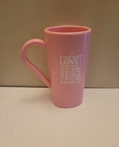 Dunkin Donuts Love Valentines Day 2015 Hard Plastic Pink Coffee Tea Mug Cup - Picture 1 of 9