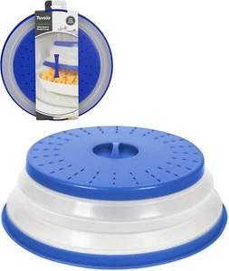 Collapsible Microwave Splatter Cover - Vented Silicone Lid with Handle, Blue - Picture 1 of 6