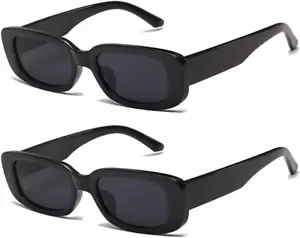Trendy Retro Fashion 90S Sunglasses UV 400 Protection Square Frame - Picture 1 of 12