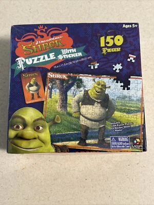 DreamWorks Shrek 150 Pc Jigsaw Puzzle Sticker Sheet Poster Ages 5+ Sealed - Image 1 of 3