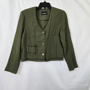 Positive Attitude Womens Olive Green Cropped Long Sleeve Jacket Medium Vintage - Picture 1 of 6