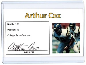 Tarjeta índice A firmada autografiada por ARTHUR COX NFL Chargers 3x5 - Imagen 1 de 1