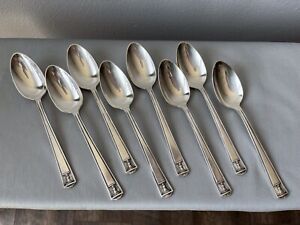 Vintage Silver Plate Holms and Edwards Inlaid 8 Tea Spoons Century Free shipping