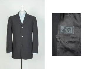 Mens Gianni Versace Wool Button Gray Jacket Blazer Size L - Picture 1 of 11