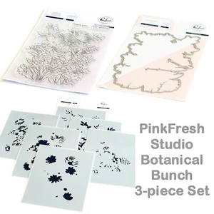 Pinkfresh Studio Botanical Bunch Clear Stamps, Stencils & Craft Dies $52 Retail - Picture 1 of 13