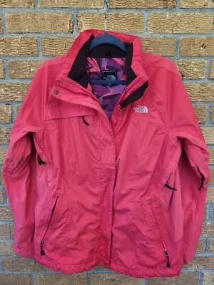 Chaqueta de lluvia impermeable The North Face HyVent para mujer L rosa púrpura geométrica Foto 1 de 4