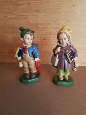Vintage Friedel West Germany School girl with Bookbag and School boy with pack