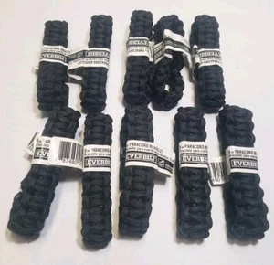 Lot of 10 Paracord 9" Survival Bracelets Black NEW - Picture 1 of 2